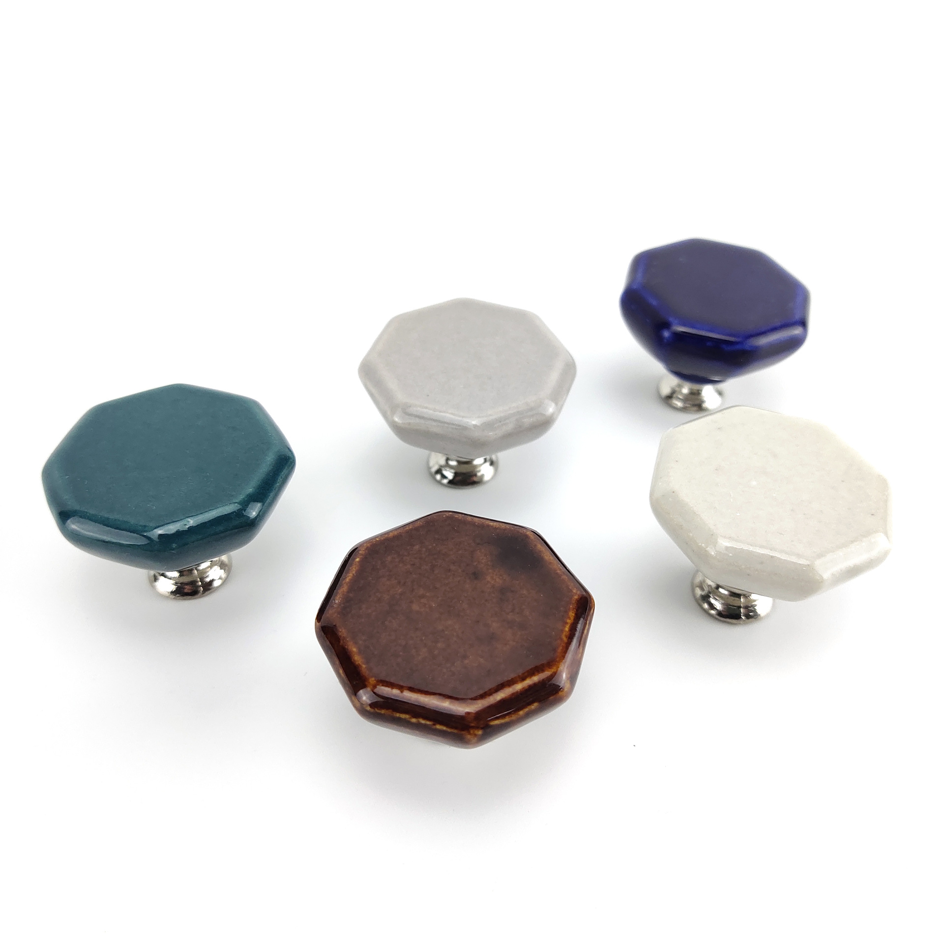 批發八角陶瓷拉手櫃門把手簡約抽屜拉手實木家具衣櫃拉手單孔五金