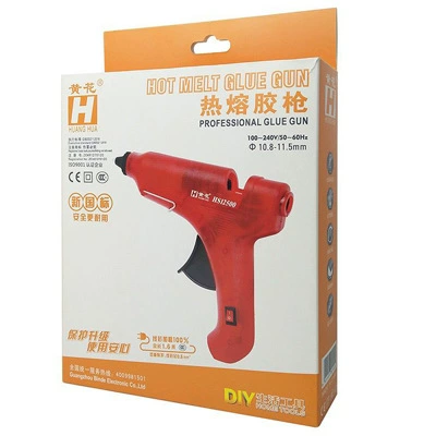 Yapışqan paylayıcı adapterlər, Sade hot melt glue gun - hs12500-red-transparent-60w-large-glue-gun-set-with-glue-stick-two-flat-inserts