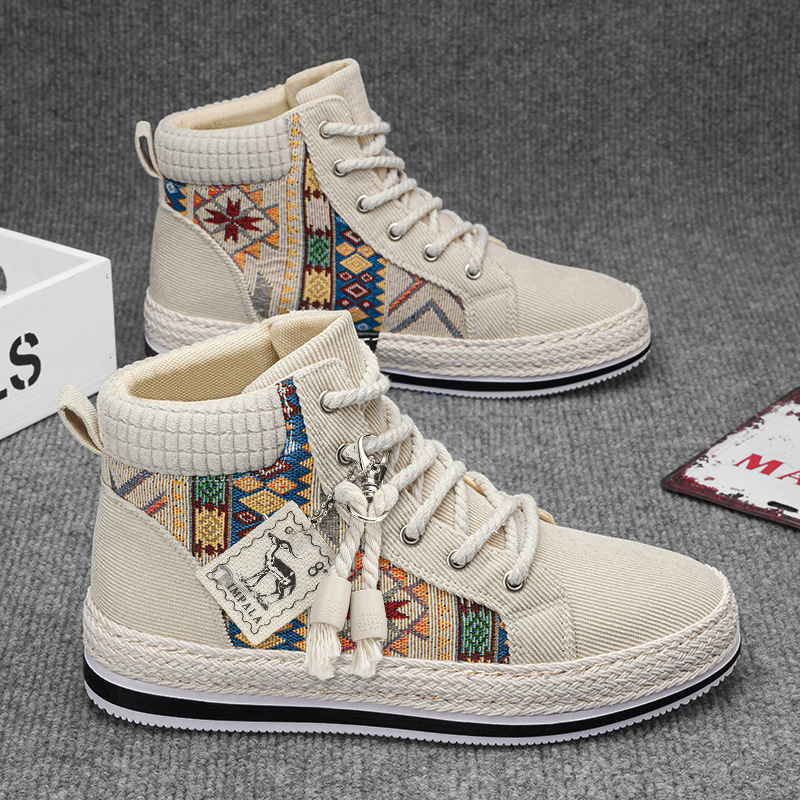 Otoño nuevos zapatos de panel de tela de fibra de alto impacto de moda personalidad de paja al aire libre zapatos deportivos casuales de hombre