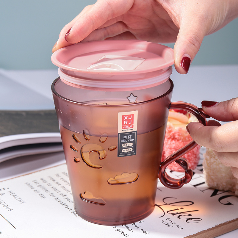 Xiaojian cristal transparente colorido plástico boca taza simple enjuague bucal taza de gran capacidad taza de beber cepillo de dientes taza del hogar