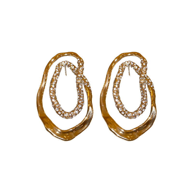 Girls light luxury luxury high sense earrings irregular oval stud earrings_voghion.com