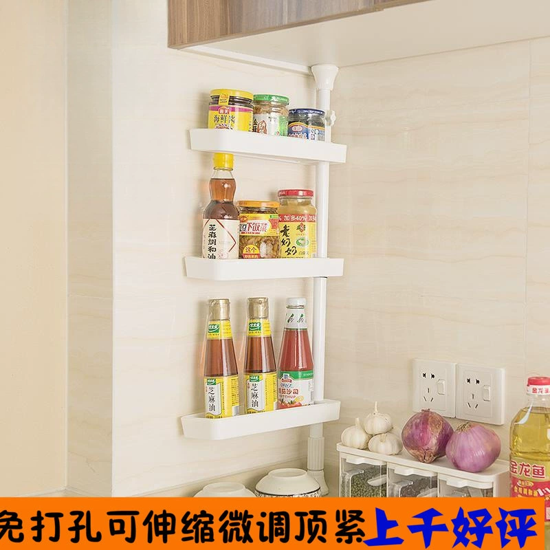 Телескопическая и вращающаяся кухонная полка для хранения специй и ванной комнаты без гвоздей и перфорации