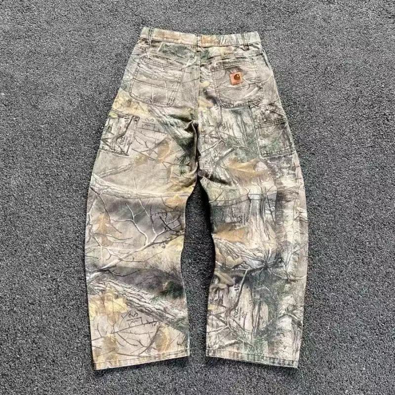 Cotton, Denim, Denim Cotton Fabric Type Mid Waist Waist Line Men's Holiday Party Selfie Streetwear Tree Cattle Camouflage Full Length Jeans