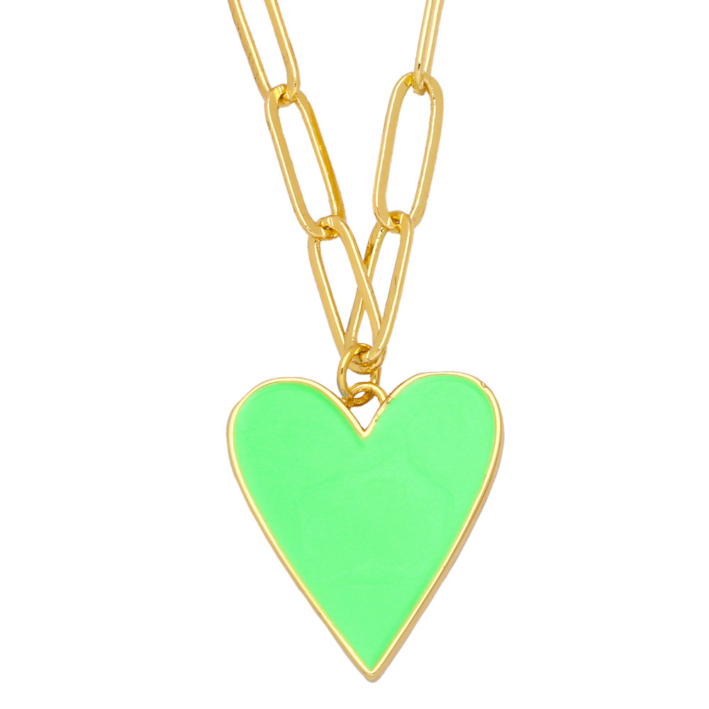 European And American Punk Creative Fashion Color Dripping Oil Heart Copper Necklace display picture 4