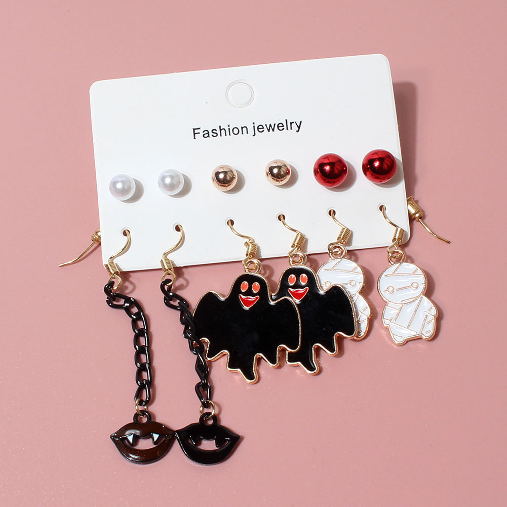 Halloween Pattern Pattern 1 Set Casual Funny Halloween Pattern Plating Alloy Earrings