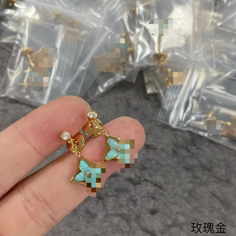 高版本925新款驴家耳钉四叶草耳环双花耳拍天然贝母耳钉时尚轻奢|undefined