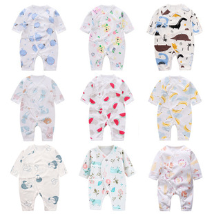 Baby clothes newborn combed cotton boneless jumpsuit men's and women's baby butterfly long-sleeved romper Heshang romper