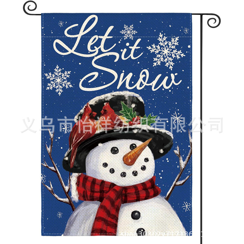 亚马逊爆款圣诞节花园旗雪花圣诞老人雪人双面印花庭院户外旗帜|undefined