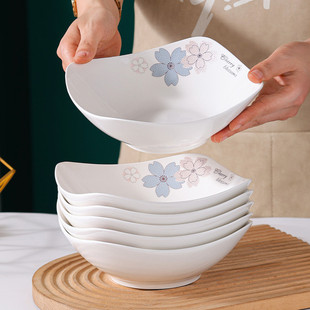 Quartet Plate Household Ceramic Dish Tableware Dish Thickened Anti-scalding Fruit Plate Soup Plate Rice Plate Cold Dishes Salad Plate