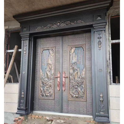 自建農村別墅進戶門客廳玻璃防盜大門仿鑄鋁門對開門公寓入戶門