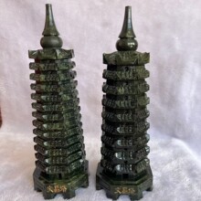 文昌塔摆件青玉13层南玉雕步步高升居家办公商务玉器工艺品批发