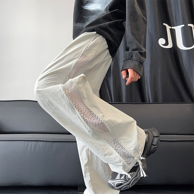 American Mesh Jacket Pants Zipper Summer Workwear Casual Pants Spring and Summer Breathable Paratrooper Quick-Drying Loose Pants