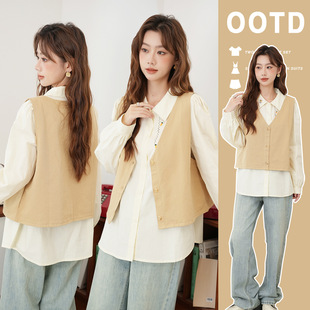Plus Size Vest Top Two-Piece Set for Children and Mothers 2025 Spring & Fall New Shirt Suit Embroidered Design Top for Women