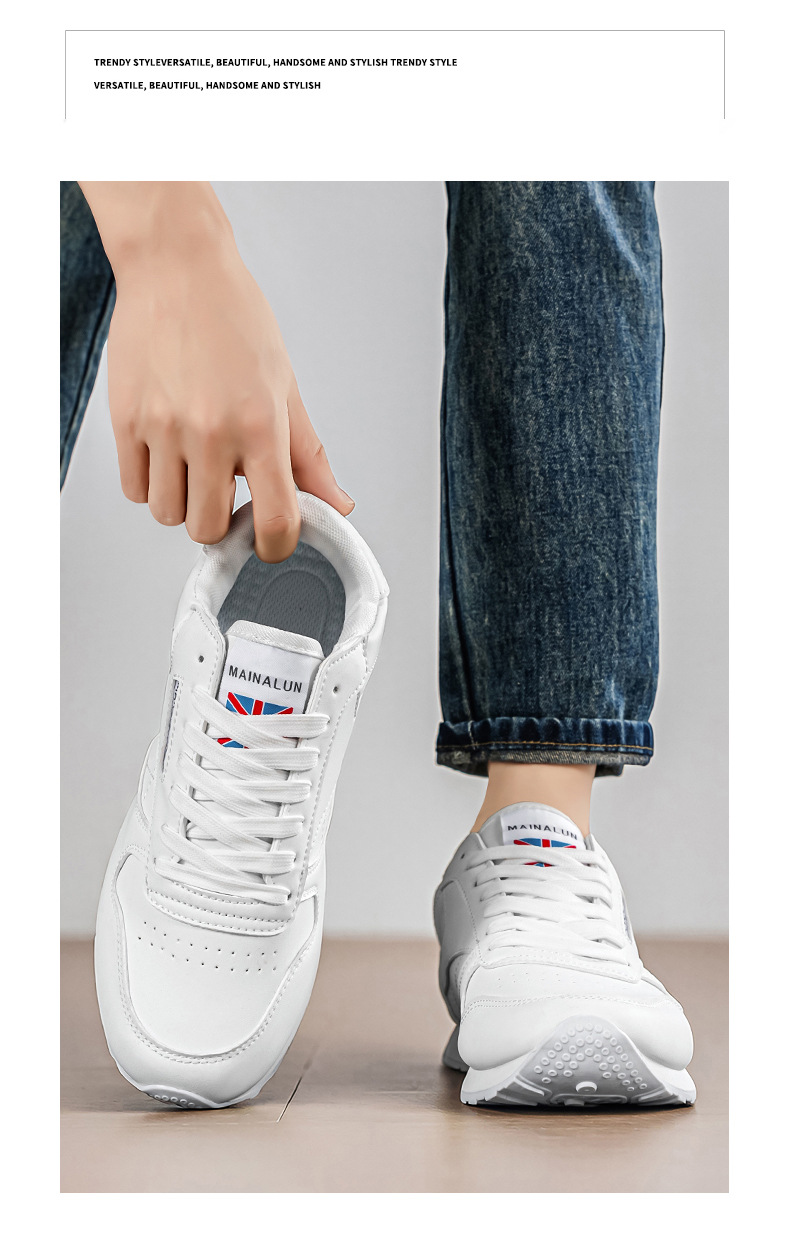 Men's Leather Casual Sneakers With Thick Sole For Height Increase_voghion.com