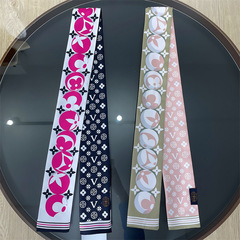 New Digital Print Straight Small Silk Scarf 8*120cm Tie Scarf Hair Band Wrap Scarf Twill Satin Double Sided