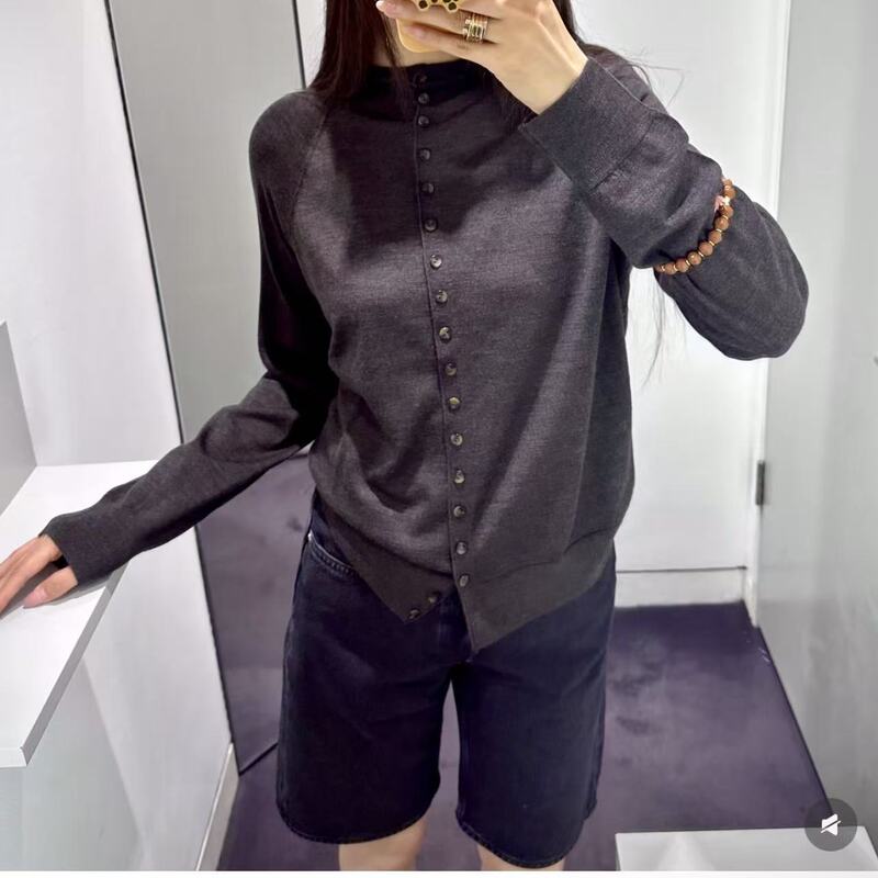 CS Women's Clothing 1346089001 Slim Fit High Collar Knitted Cardigan Sweater 2026 Autumn 1346089002 CS Women's Clothing 1346089001 Slim Fit High Collar Knitted Cardigan Sweater 2026 Autumn 1346089002