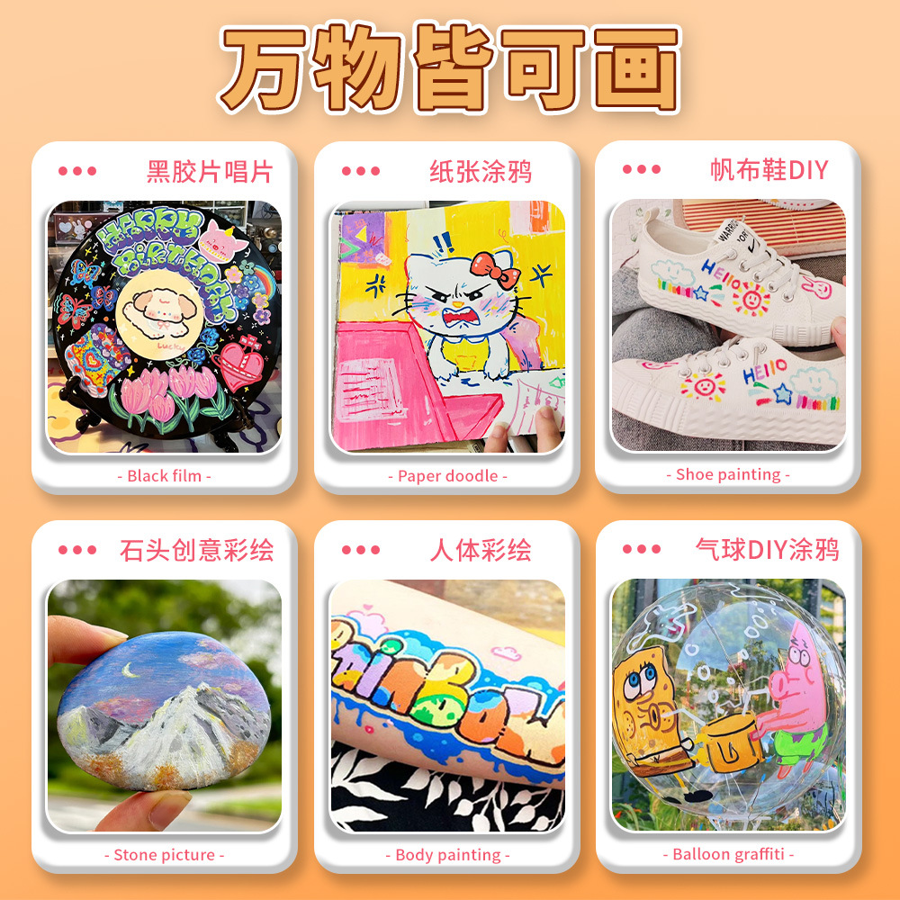 48 bolsas de tela de acrílico blando de cabeza dura bolsas de tela de bolígrafo de graffiti de doble cabeza marcador de bolígrafo a prueba de agua color plegable