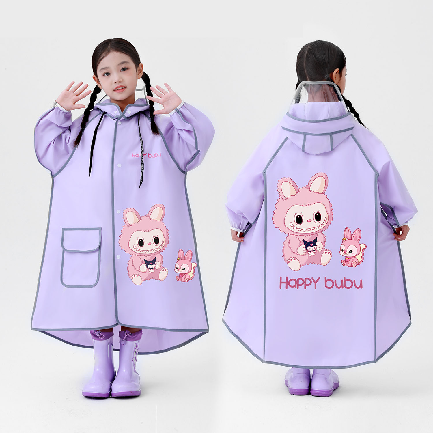 Capa de lluvia para niños larga con mochila escolar especial impermeable al aire libre seca rápida chaqueta de lluvia ligera para niños y niñas