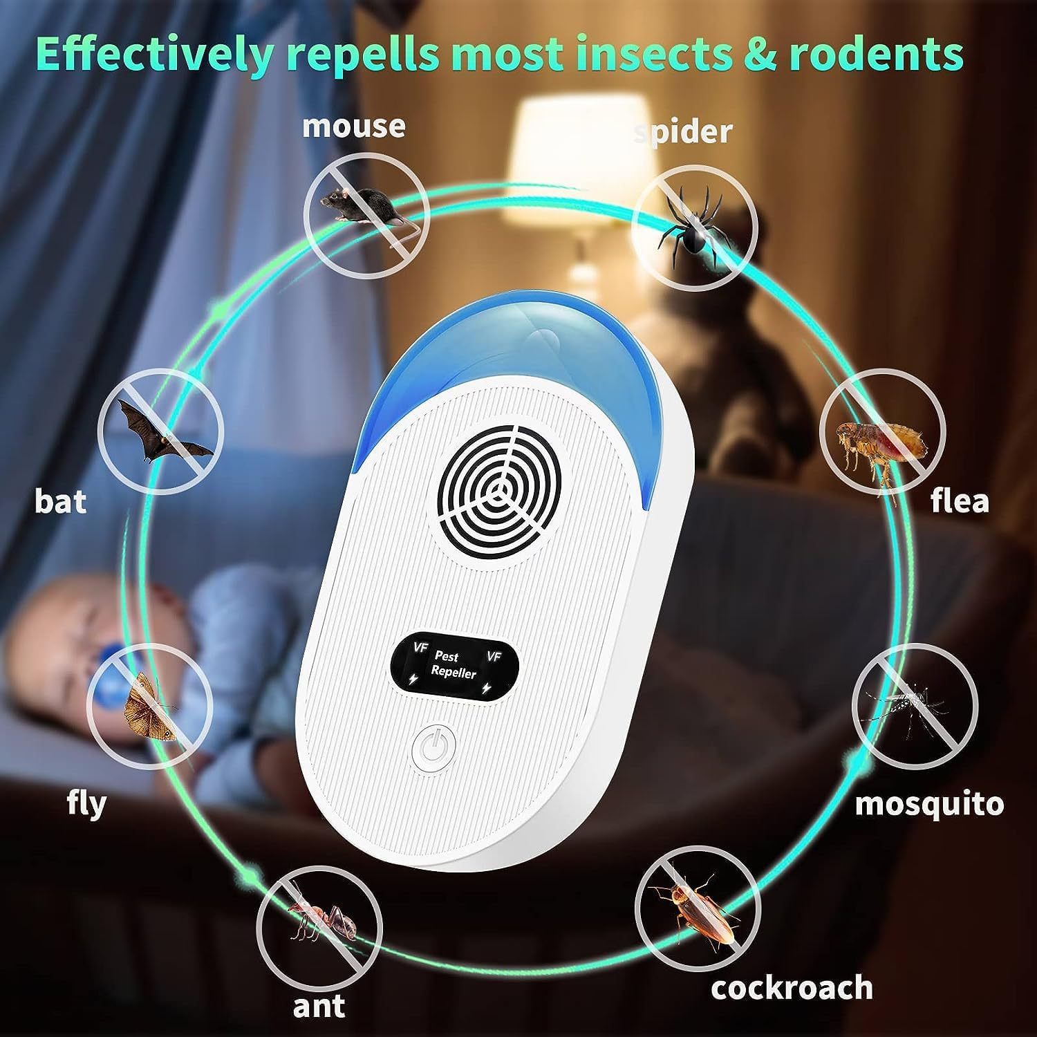 Repelente de ratones Repelente de mosquitos Repelente de insectos Hogar Multifuncional Ultrasonido Regulable de alta potencia Explosiva transfronteriza image 5