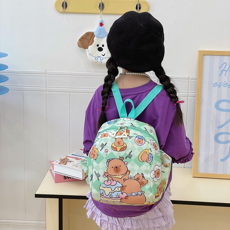 Mochila de dibujos animados para bebés lindos Mochila para niños y niñas con estampado Kapibala Mochila para niños y niñas