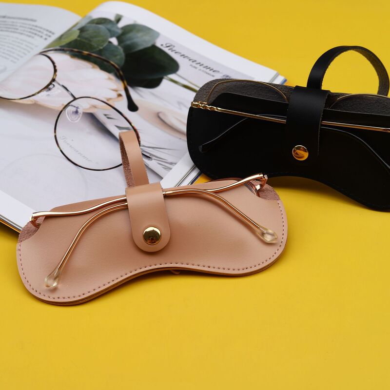 Glasses bag soft leather portable hanging glasses bag anti-pressure hanging bag sunglasses bag anti-pressure portable hanging bag glasses case