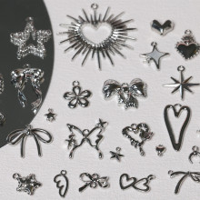 新款现货合金复古吊坠星星爱心蝴蝶结项链配件DIY饰品配件批发