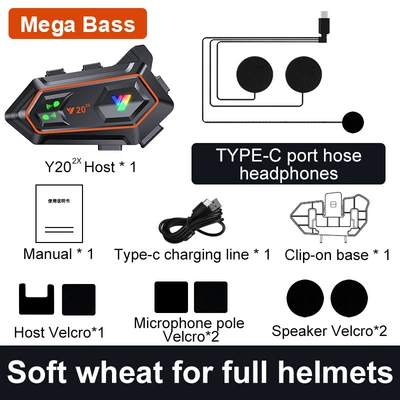 Cross-Border Y202X Helmet Bluetooth Headset Qualcomm Waterproof and Dustproof Long-Lasting Motorcycle Helmet Dual Intercom (Motorcycle Helmet Headset) - soft-mark