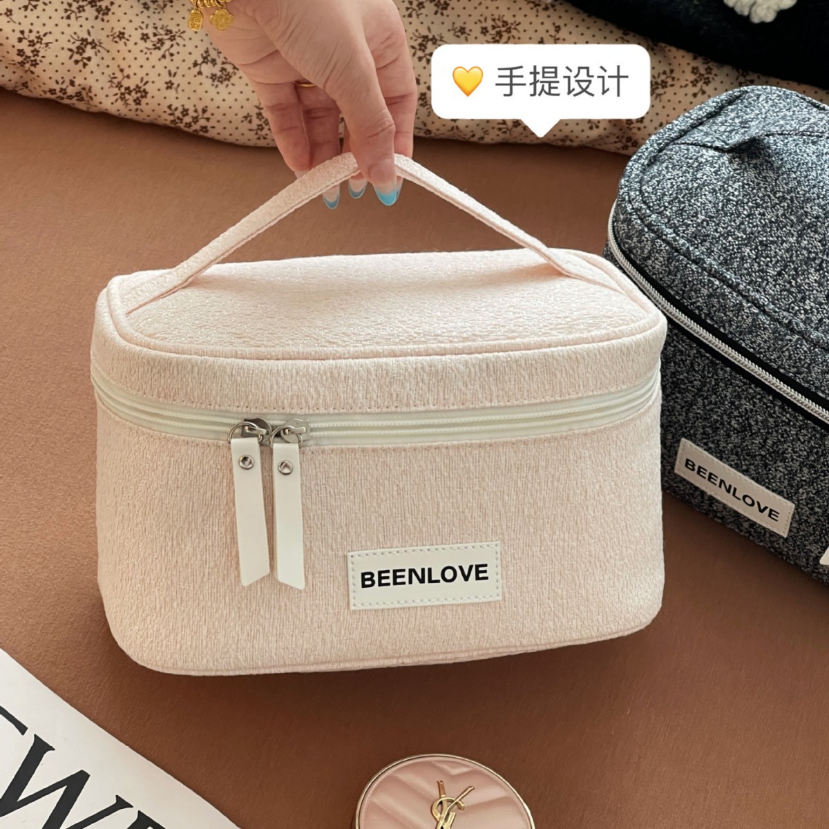 Bolsa de maquillaje de gran capacidad bolsa de almacenamiento portátil bolsa de viaje bolsa de lavado impermeable insins viento nicho lindo bolsa de almacenamiento para chicas