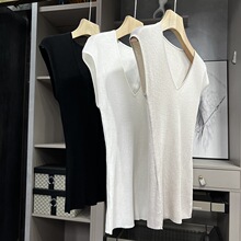 大N货！简约高ji感！醋酸羊毛针织V领背心上衣女    DS85308~ZY