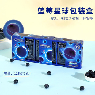 Creative Blueberry Packaging Box 125g Three-Box Set Fruit Gift Box Packaging Empty Box Direct from Manufacturer Blueberry Planet