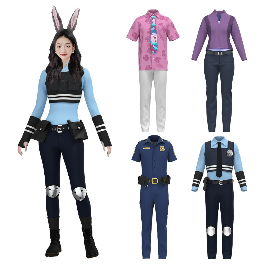 Jiamei Хэллоуин костюм сумасшедший животное город кролик полицейский judy Джуди косплей костюм аниме костюм