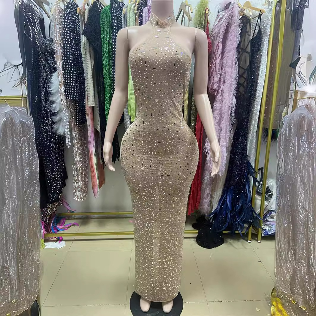 Elegant fashionable sexy diamond sleevless