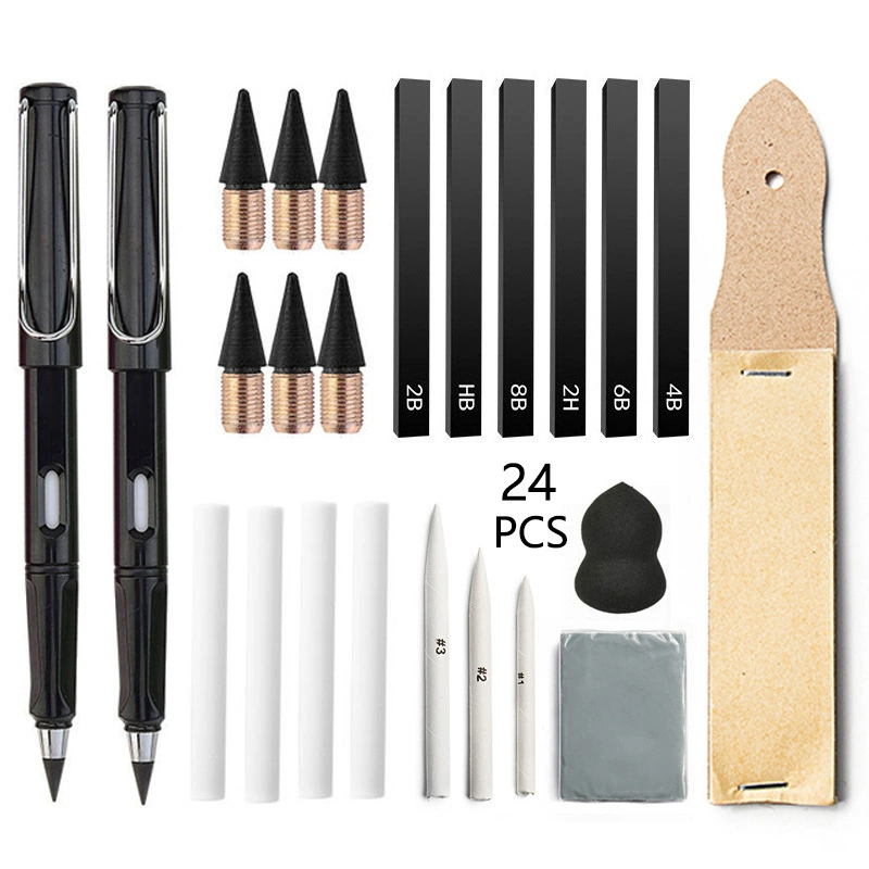 (Cross-border trading), set, matte highlighter, eraser for students, pencil, 24 pieces