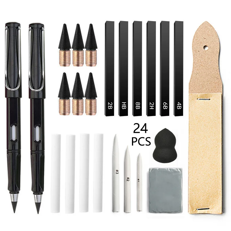 (Cross-border trading), set, matte highlighter, eraser for students, pencil, 24 pieces
