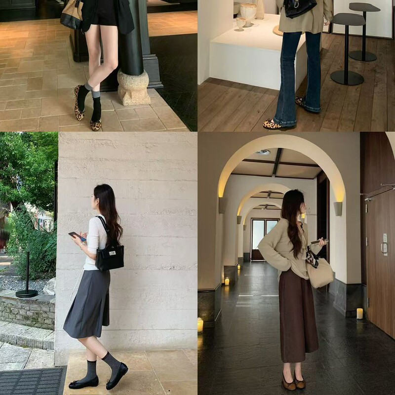 羊皮版~真皮圆头浅口百搭蝴蝶结豹纹平底单鞋女玛丽珍芭蕾鞋瓢鞋|undefined