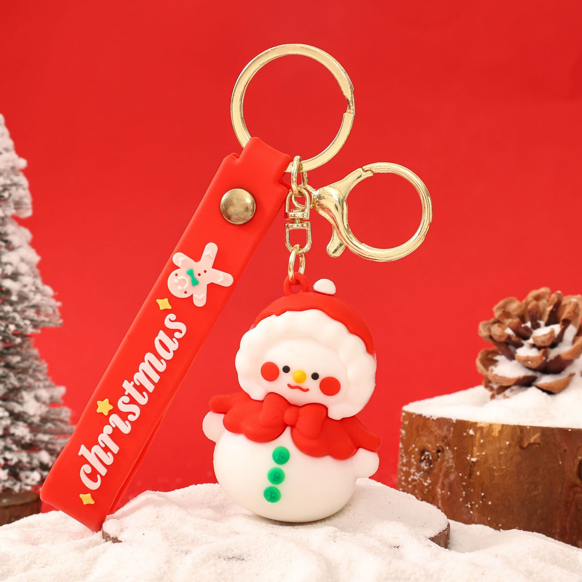 Llavero de muñeco de nieve navideño, adorable, para coche o mochila
