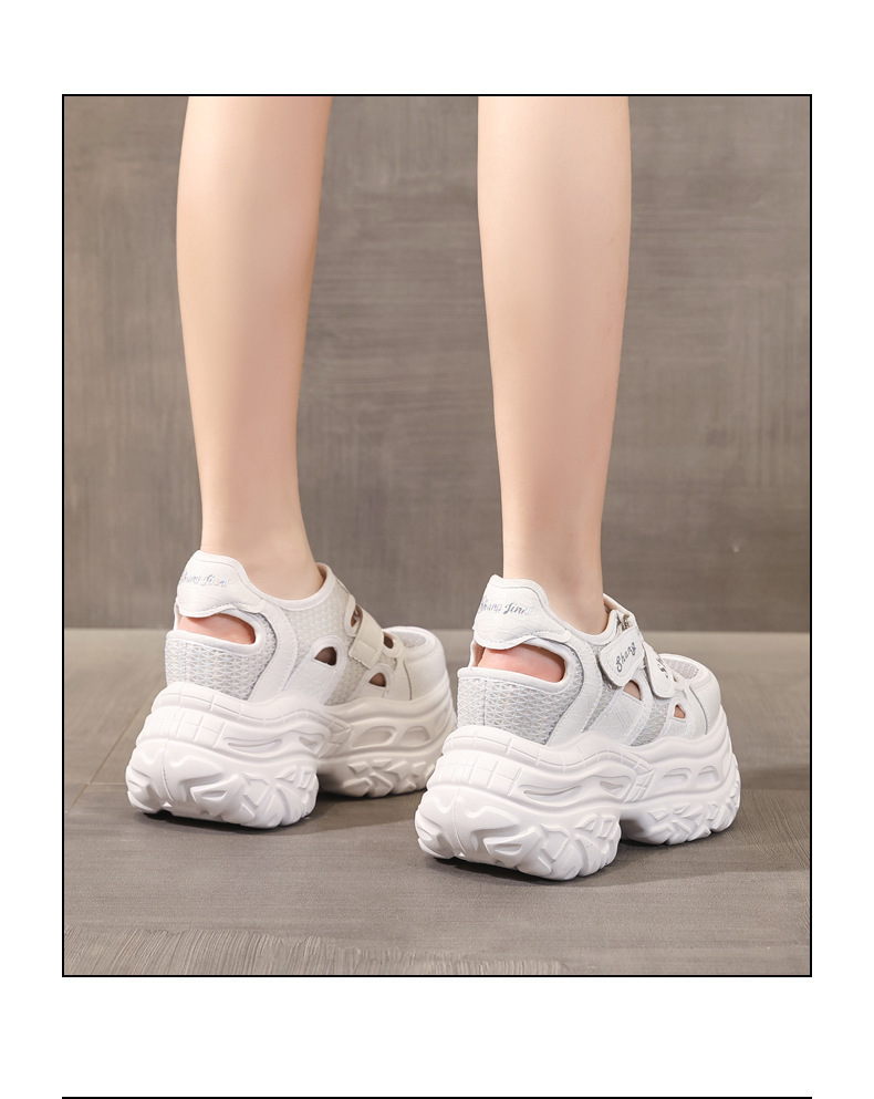 Giày sneaker nữ đế dày tăng chiều cao, dán Magic Stick, thoáng khí — màu trắng chi tiết 16