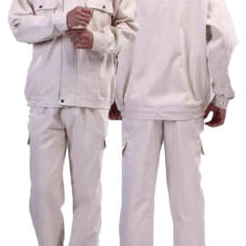 纯棉米白中远船务劳保工作服套装男女同款长袖电焊打磨防火花船服