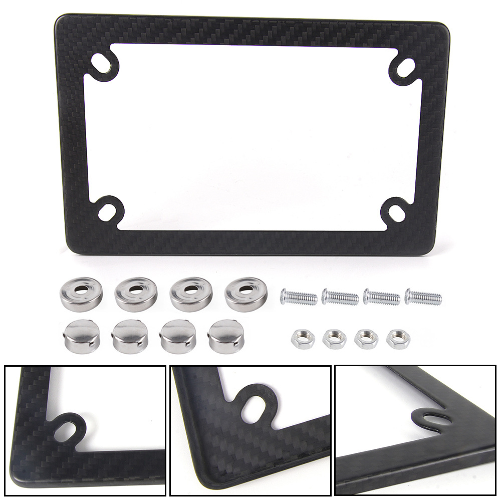 Us Standard 4-Hole Motorcycle License Plate Frame, Matte Dry Carbon License Plate Frame, Us Standard License Plate Holder Modification Accessories
