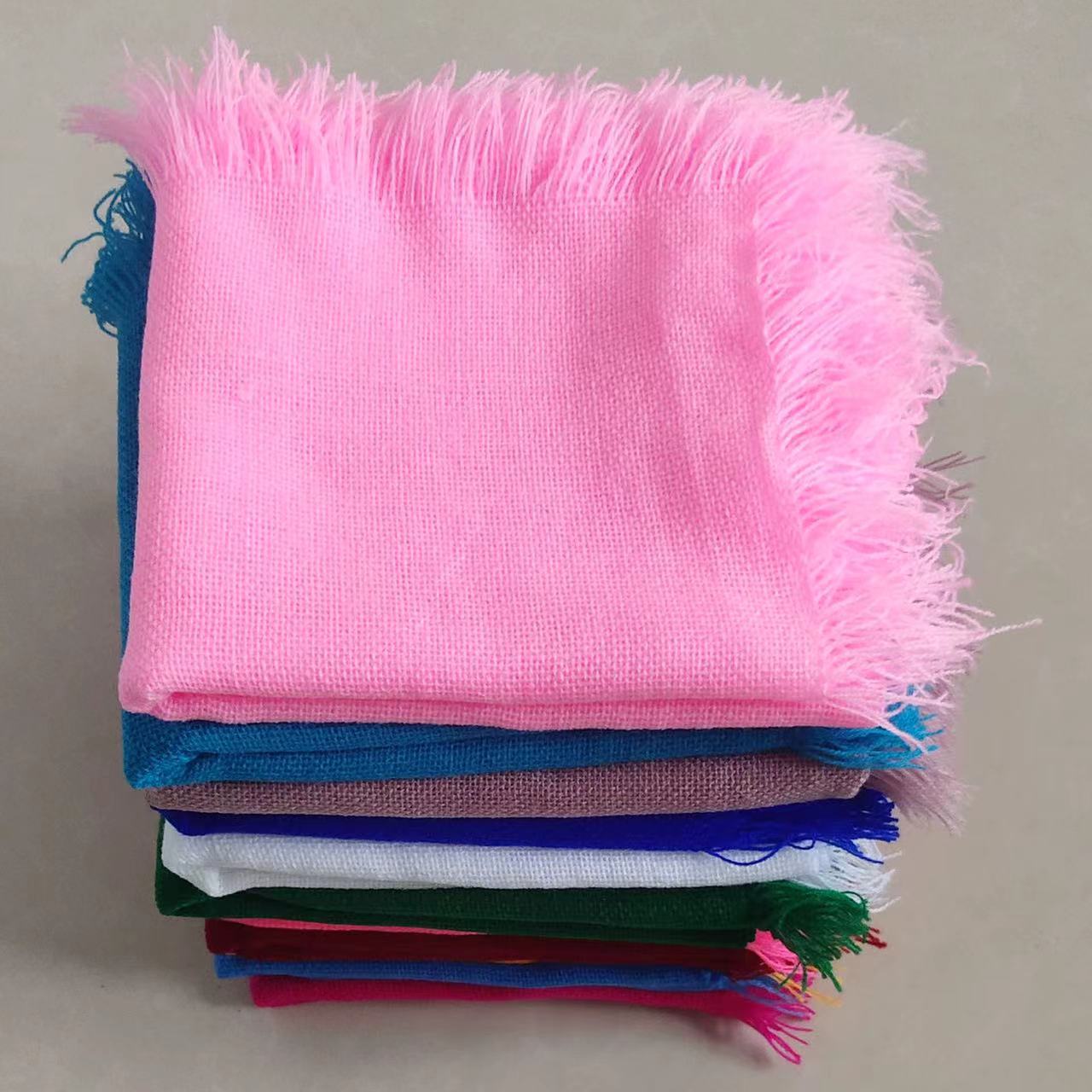 Rural Grandma Knitted Scarf Work Cap for Farming - Double Layer Solid Color Old Style Square Scarf for Autumn and Winter Warmth