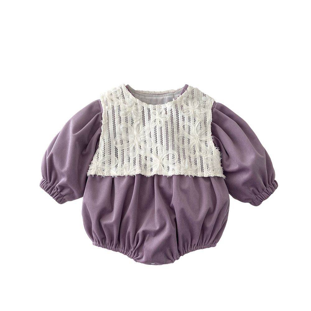 Ropa de bebé de una pieza de primavera y otoño, lindo estilo occidental, traje de salida, traje de escalada, estilo princesa francesa, abrigo de bebé femenino