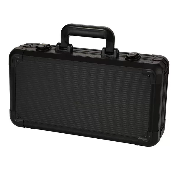 Aluminum Alloy Black 300 Yards K-Shaped Chip Box Entertainment Leisure Chip Poker Chessboard Box, Satchel Tool Box Empty