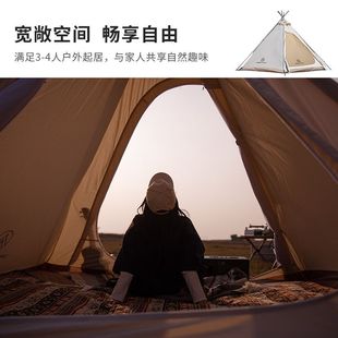 Indian Tent Outdoor Camping Style Thickeneded Cotton Camping Style Sun Protection and Rainproof Accessible Luxury Pyramid Oxford Cloth Dazhe