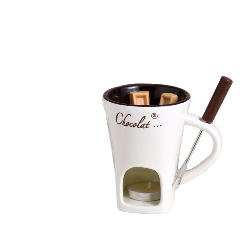 Creativo horno de fusión de chocolate de doble oído queso caliente taza de olla caliente restaurante vela grande tazón de cerámica