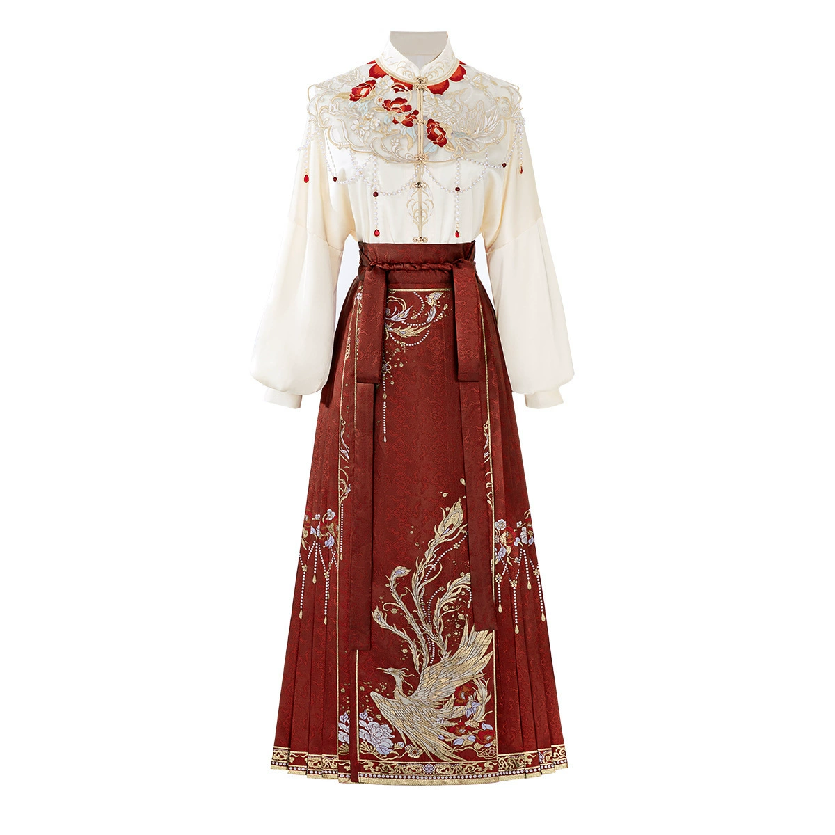 Настоящий Феникс, китайский ханьфу, свадебное платье, воротник, комплект, китайский стиль
