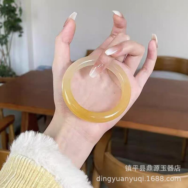 Ice through quartz rock jade high ice yellow dragon jade a sugar bracelet floating sugar chalcedony pretty color bracelet flat for friends Ice through quartz rock jade high ice yellow dragon jade a sugar bracelet floating sugar chalcedony pretty color bracelet flat for friends