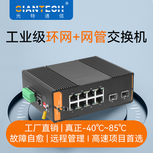 Ring network industrial switch 2 optical 8 electrical full gigabit SFP network management self-healing network real high temperature manufacturers straight hair