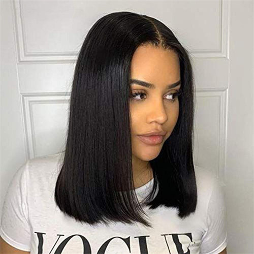 TikTok European and American foreign trade new style synthetic high-temperature silk women's middle-part wig cap BOBO wig manufacturer wholesale