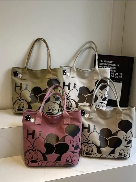 Cross-Border Japanese-Style Cartoon Canvas Bag 2025 New Large-Capacity Tote Commuter Shoulder Bag Tote Shopping Bag