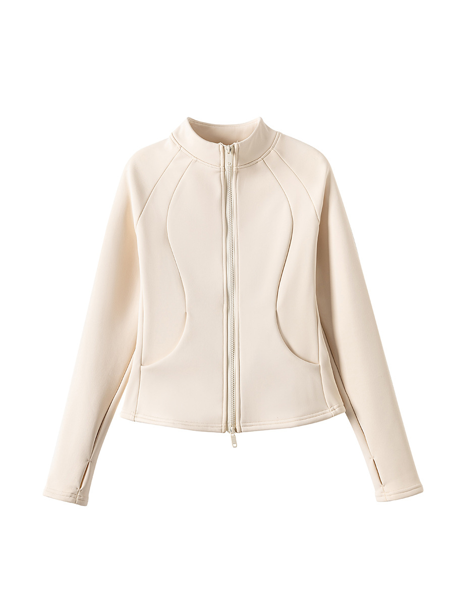 Fleece Warm Yoga Jacket Zipper Sports Fitness Top Fitness Clothing Women_desvips.com